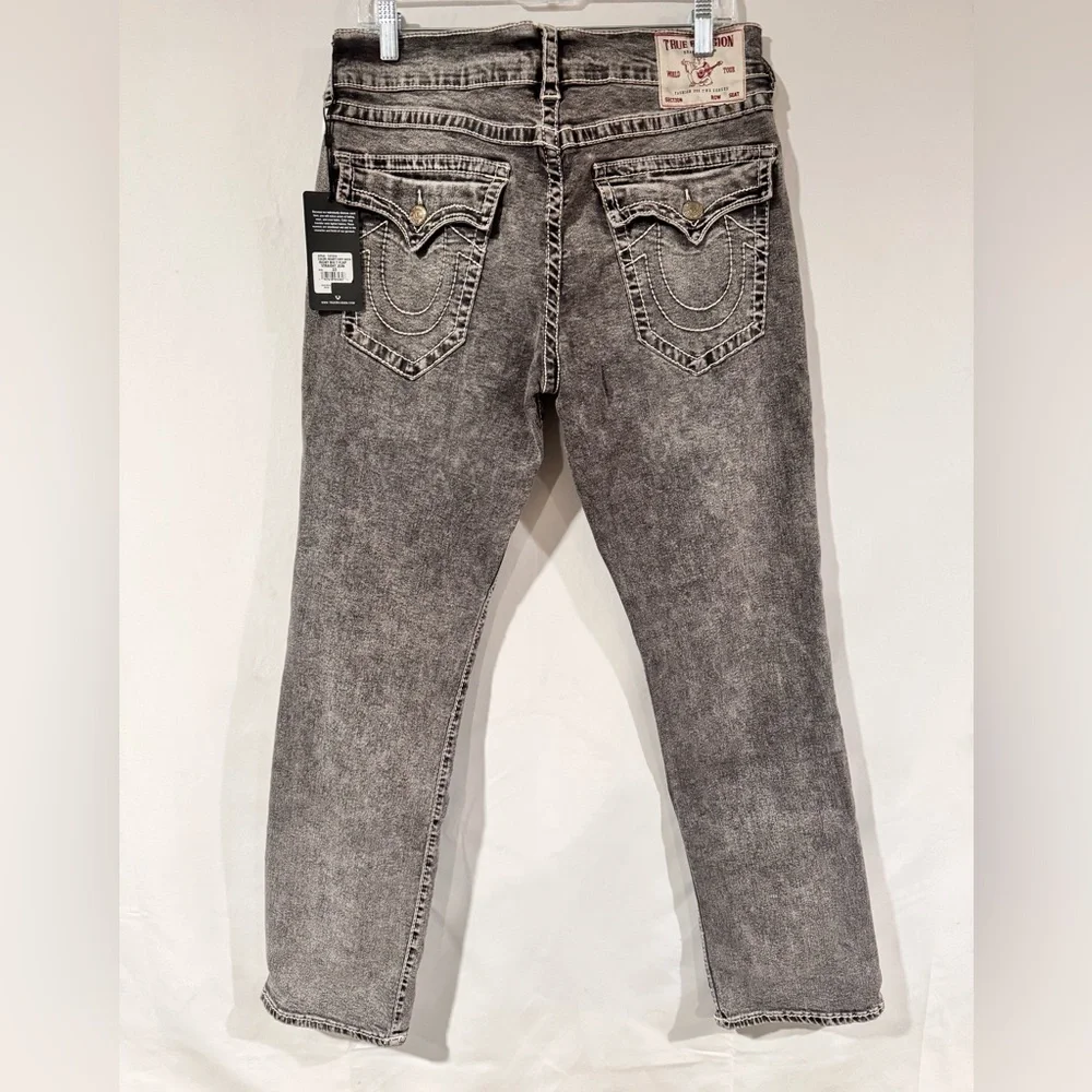 True Religion Ricky Super T Flap Charcoal Gray Straight Leg Jeans